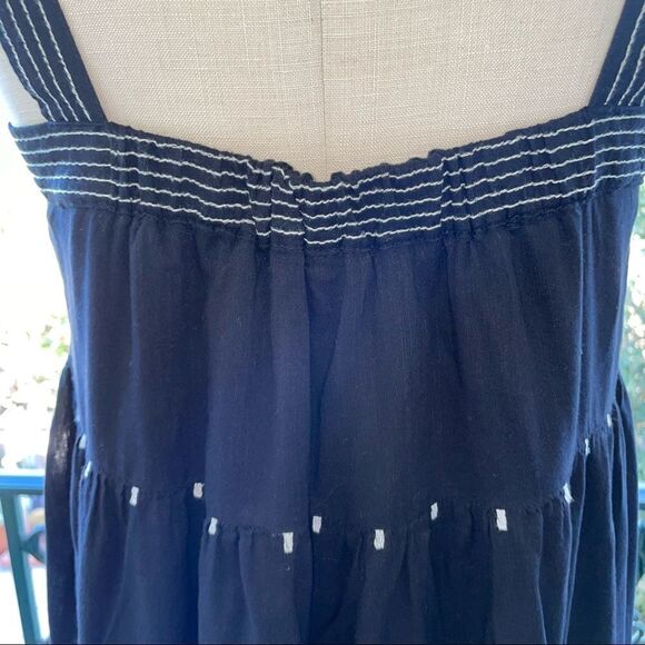 Made In India Black W/White Embroidered Embellishments 100% Cotton Dress Sz-M/L - Picture 5 of 5